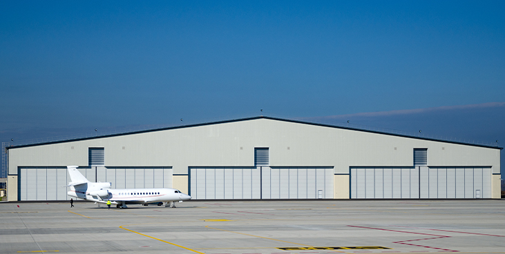 Aircraft hangar building in USA